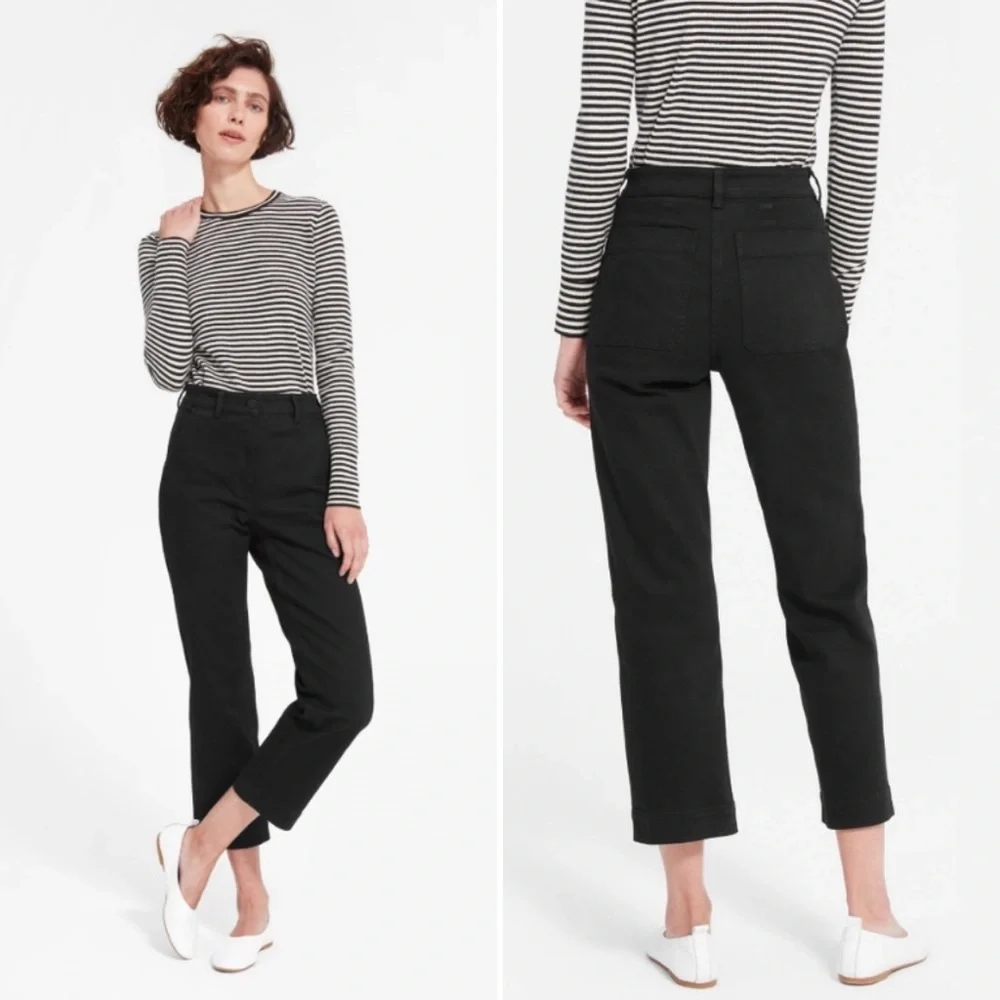 Everlane || Straight Leg Crop Black Chino Pants Black 8 NWT